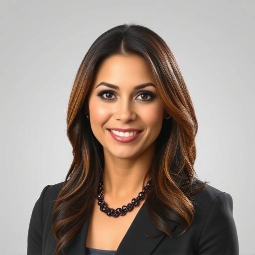 Retrato de Elena Ramírez, presentadora de noticias.